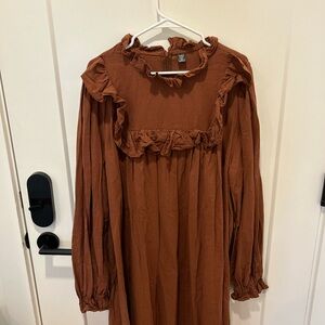 SHEIN Curve Rust Ruffle Dress